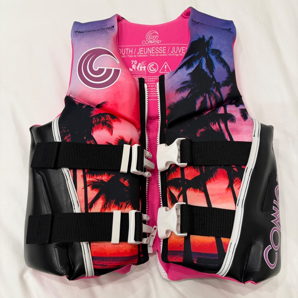 Connelly Youth Life Vest Pink Black USCG Approved PFD 55-88 lbs